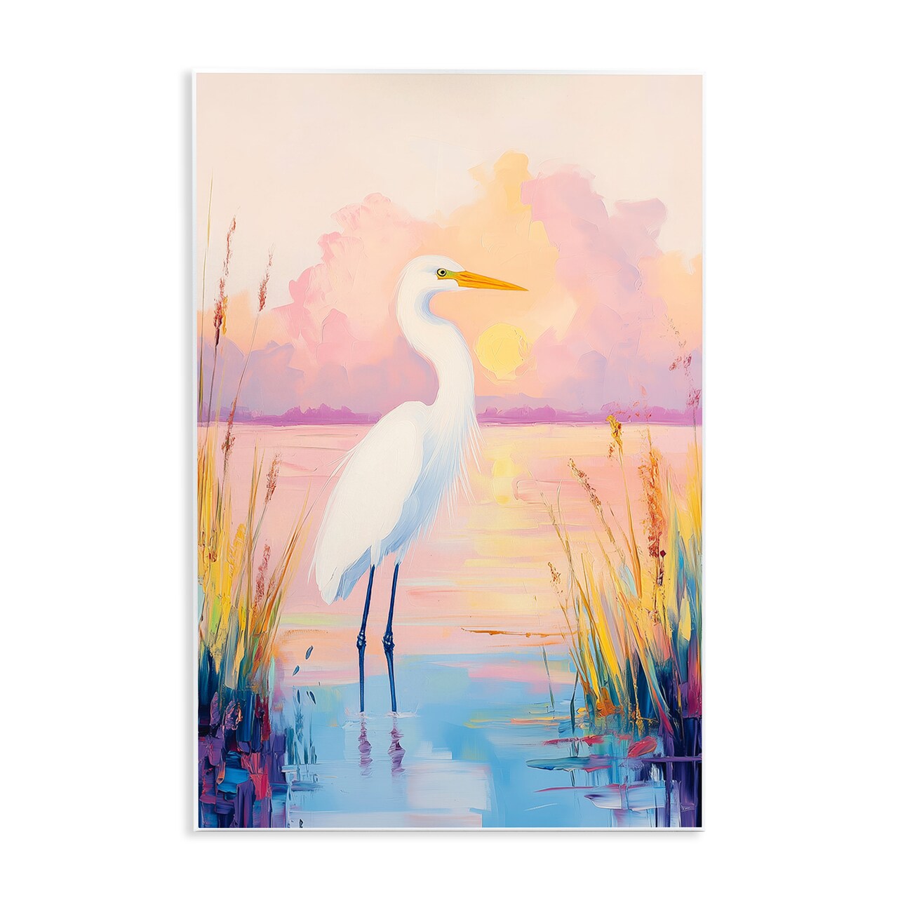 Stupell Industries Egret under Beaming Sunset Wall Plaque Design by Arlington Prints